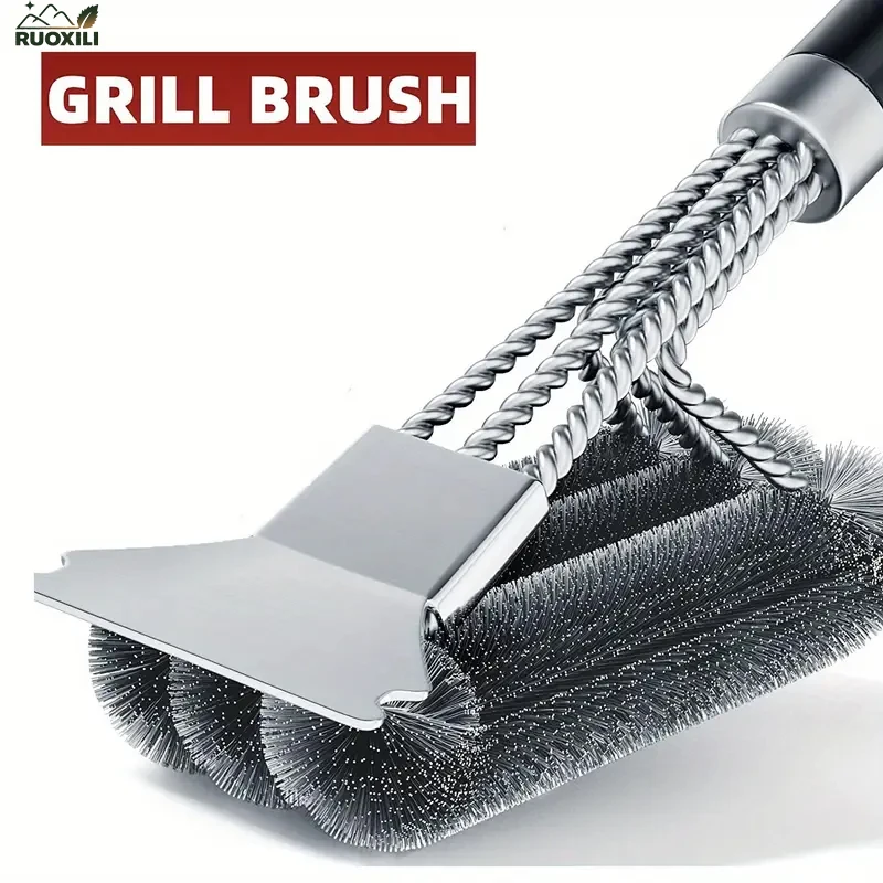 

3-in-1 Stainless Steel Grill Brush – Outdoor BBQ Extra Strong Cleaner Tool for Efficient Outdoor and Kitchen Cleaning