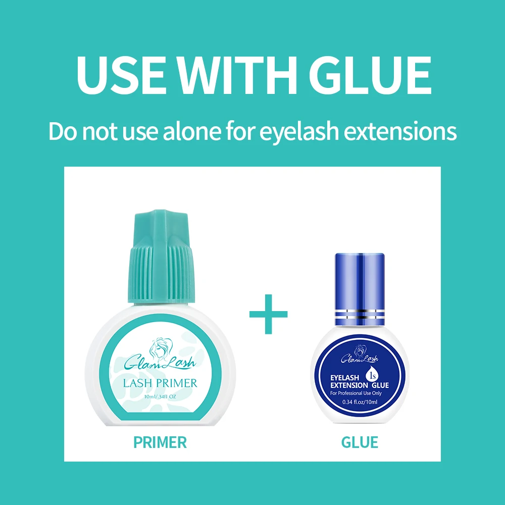 GLAMLASH 10ml Eyelash Extension Primer for False Lash Application Extend Time Adhesive Bonding Strength Fixing Agent Glue