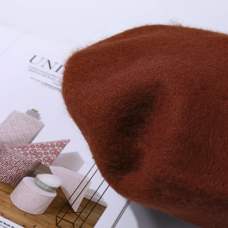 Wool Thick Beret Hats Women Winter Artist French Beret Girls Solid Color  Autumn Winter Women Flat Cap Hat Felt Berets