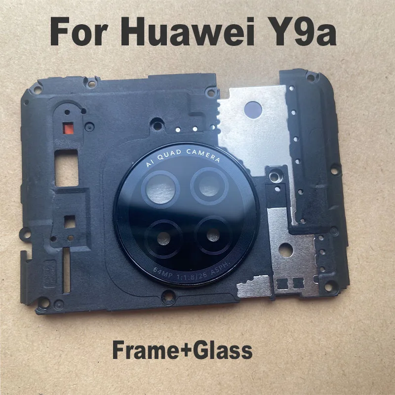 For Huawei Y9A Back Camera Glass Lens Rear Camera Glass With Frame Cover Adhesive Sticker Glue