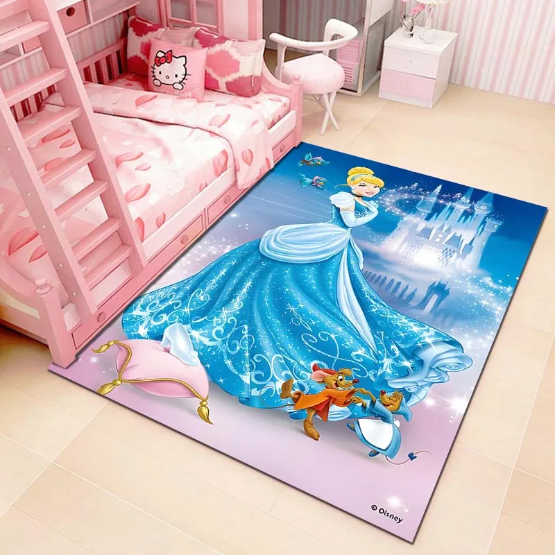 1PC Disney Princess Cinderella Print Cartoon Carpet Rug for Home Living Room Bedroom Sofa Doormat Decor Floor Mat Child Area Rug