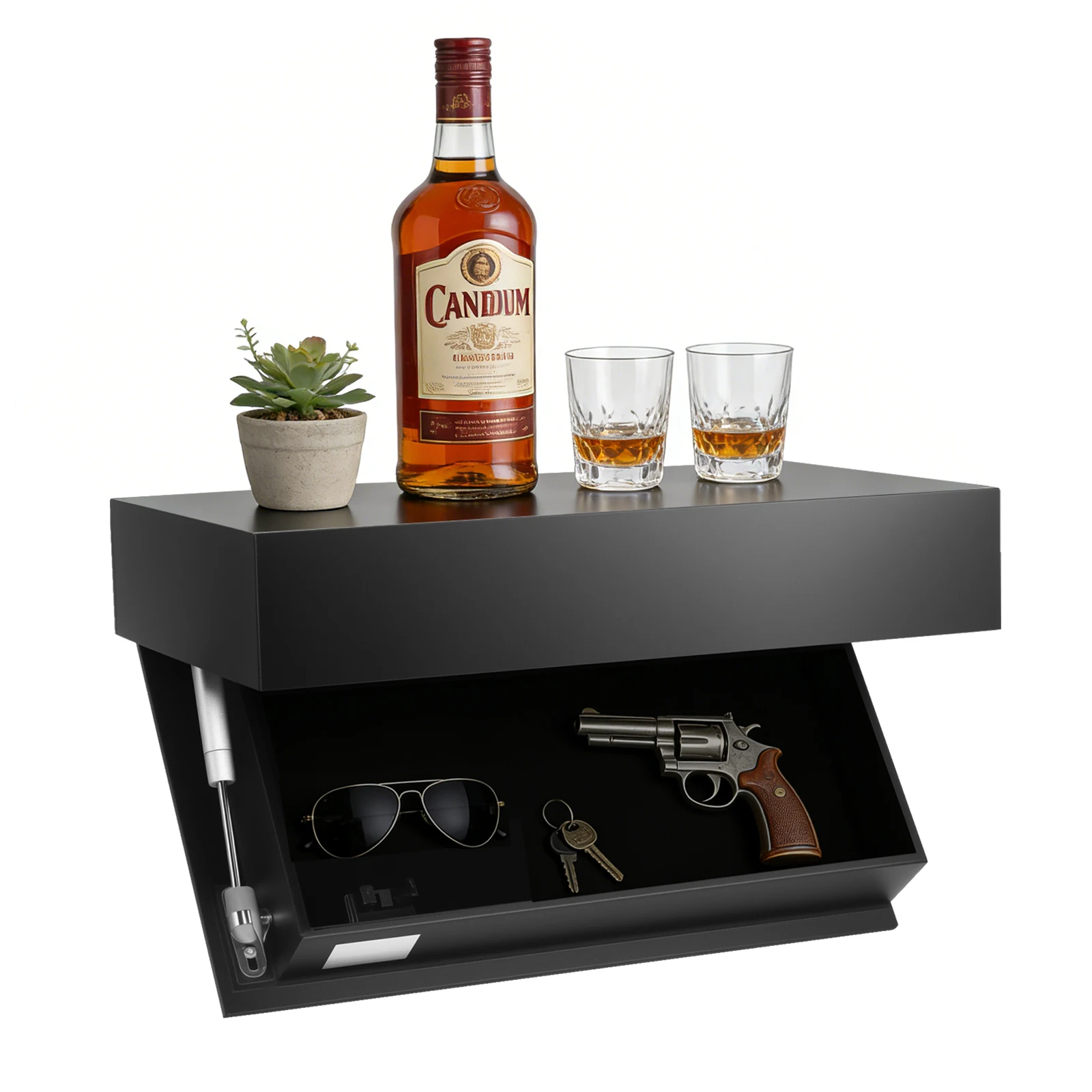 Verstecktes Regal mit Safe, Magicflap Wandregal mit Geheimfach, Versteckte Schublade, Geheimstauraum, Schwebendes Wandregal, Bücherregal für Wohnzimmer, Küche, Büro, Arbeitszimmer