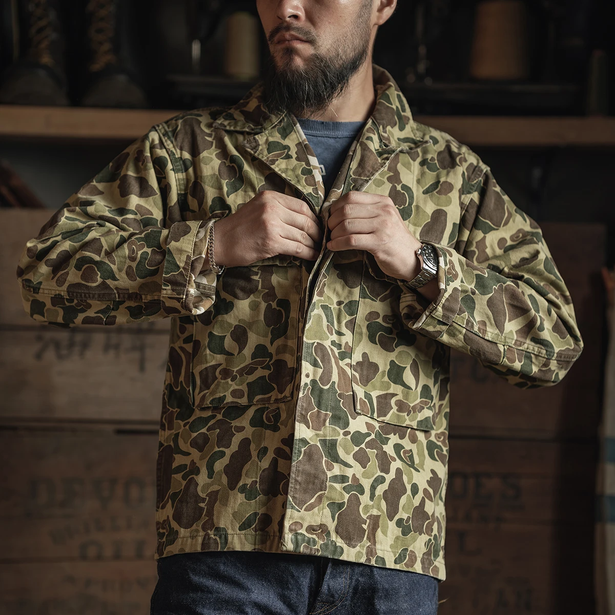 

Красный Bronson M43 Камуфляж Utili Du Hunt Plaid Jaet irt Модная молодежная осенняя длинная све-стойка Подходит для верхней одежды