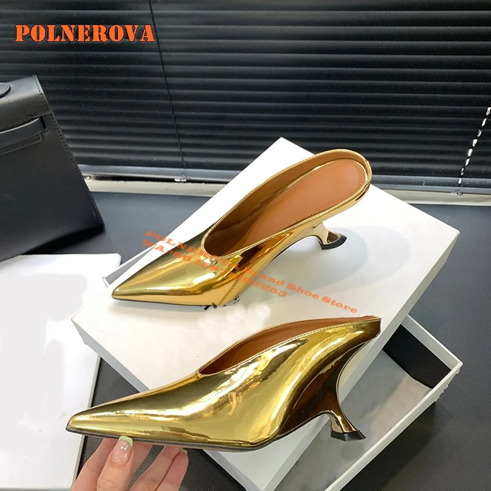 Golden Wedges Shallow Luxury Pumps Pointed Toe Strange Style Casual Women 2024 Spring Summer Heels Solid Sexy Party Shoes Trend