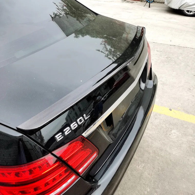 For Mercedes Benz E Class W212 E180 E200 E260 E300 E320 Sedan 4 Door Black Carbon Rear Trunk Lid Ducktail Lip Spoiler Wings Part