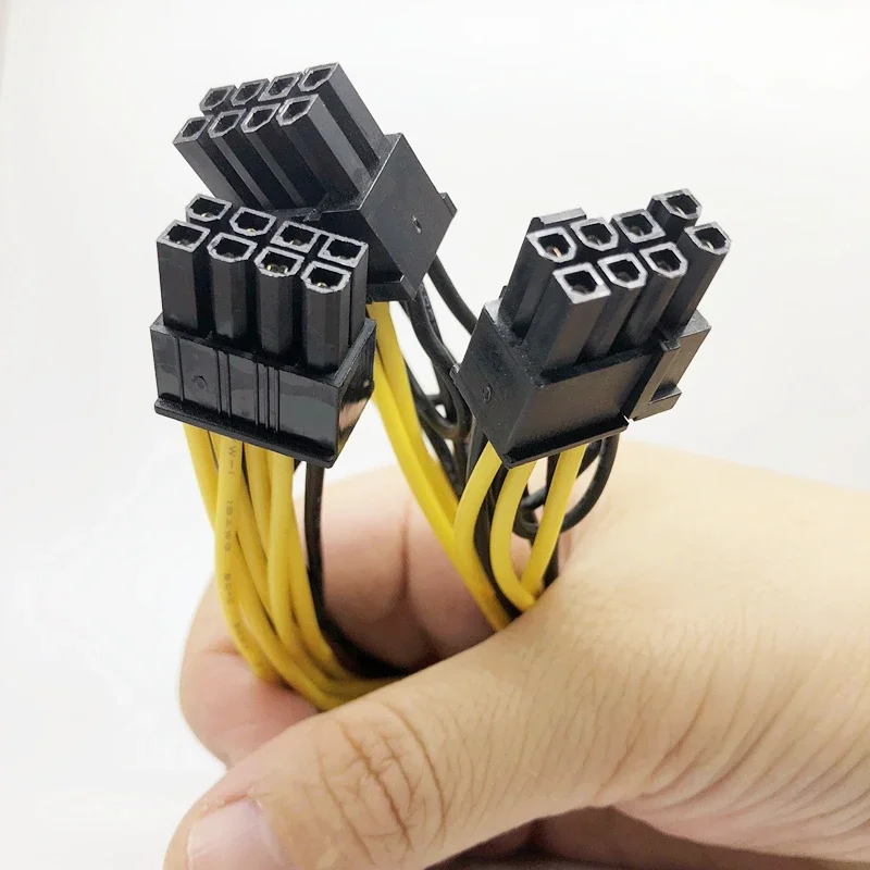بطاقة الرسومات 8pin ذكر إلى GPU PCIE Dual 2x8(6+2)pin ذكر PCI-Express Y الفاصل مينر GPU كابل إمداد الطاقة الحبل 18AWG 20 سنتيمتر