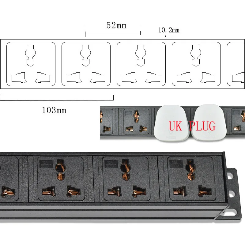 Pdu Power Strip 2-9 Unit Universele Output Socket Netwerkkast Rek Schakelaar IEC-C14 Poort Opknoping Socket