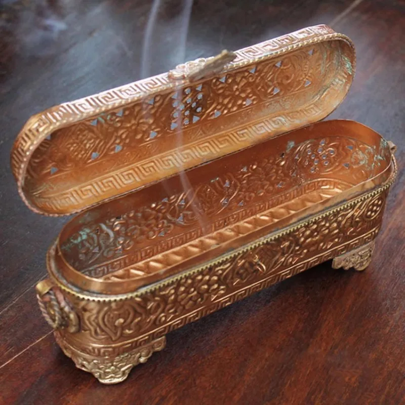 copper incense burner,  utensils, sandalwood, agarwood,