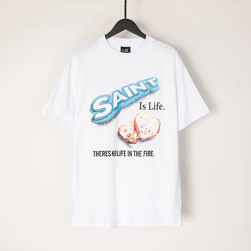 

Good Quality Saint T Shirt Chaopai Printing White Men Woman Lovers Versatile O-Neck Casual Summer Tops Tee