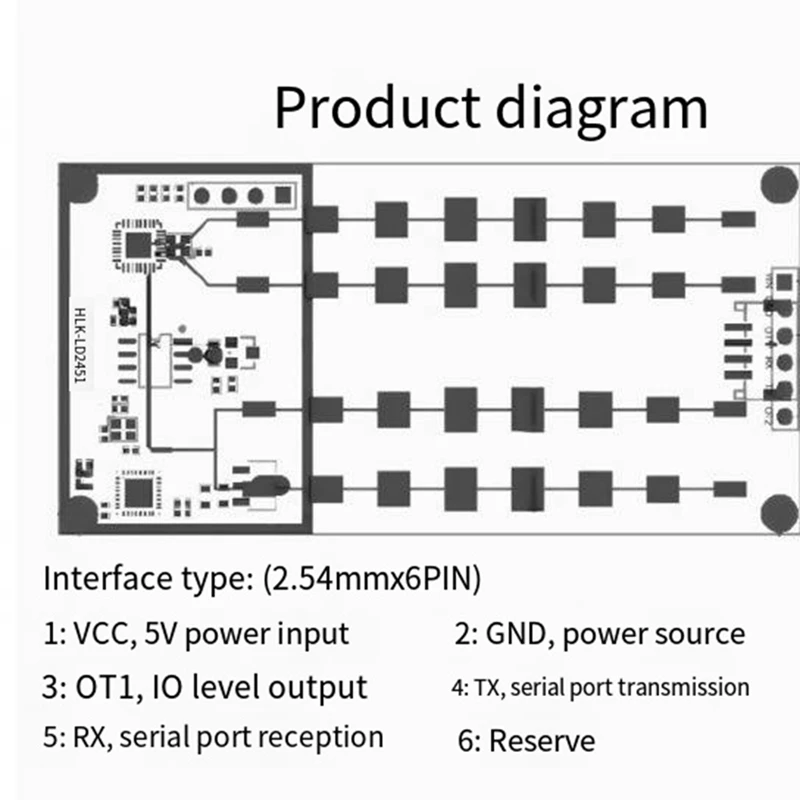 LD2451 24G Vehicle Ranging Speed Measurement Millimeter Wave Radar Vehicle Condition Monitoring Sensor Module