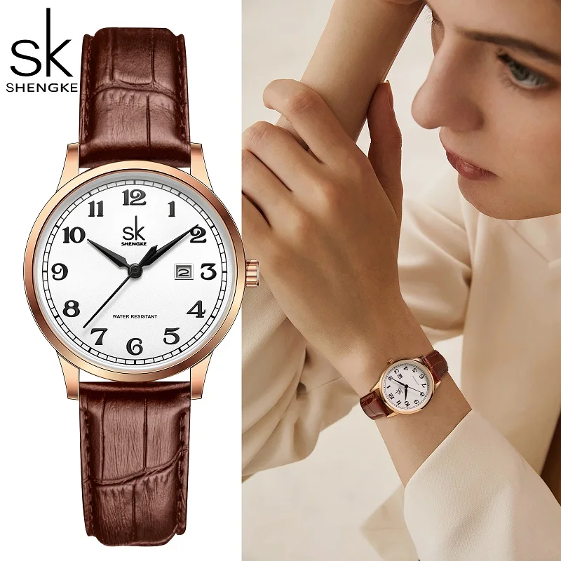 Shengke Fashion Diamond Woman Watches Green Dial Beauty Women Quartz Wristwatches Original Design Ladies Clock Relogio Feminino