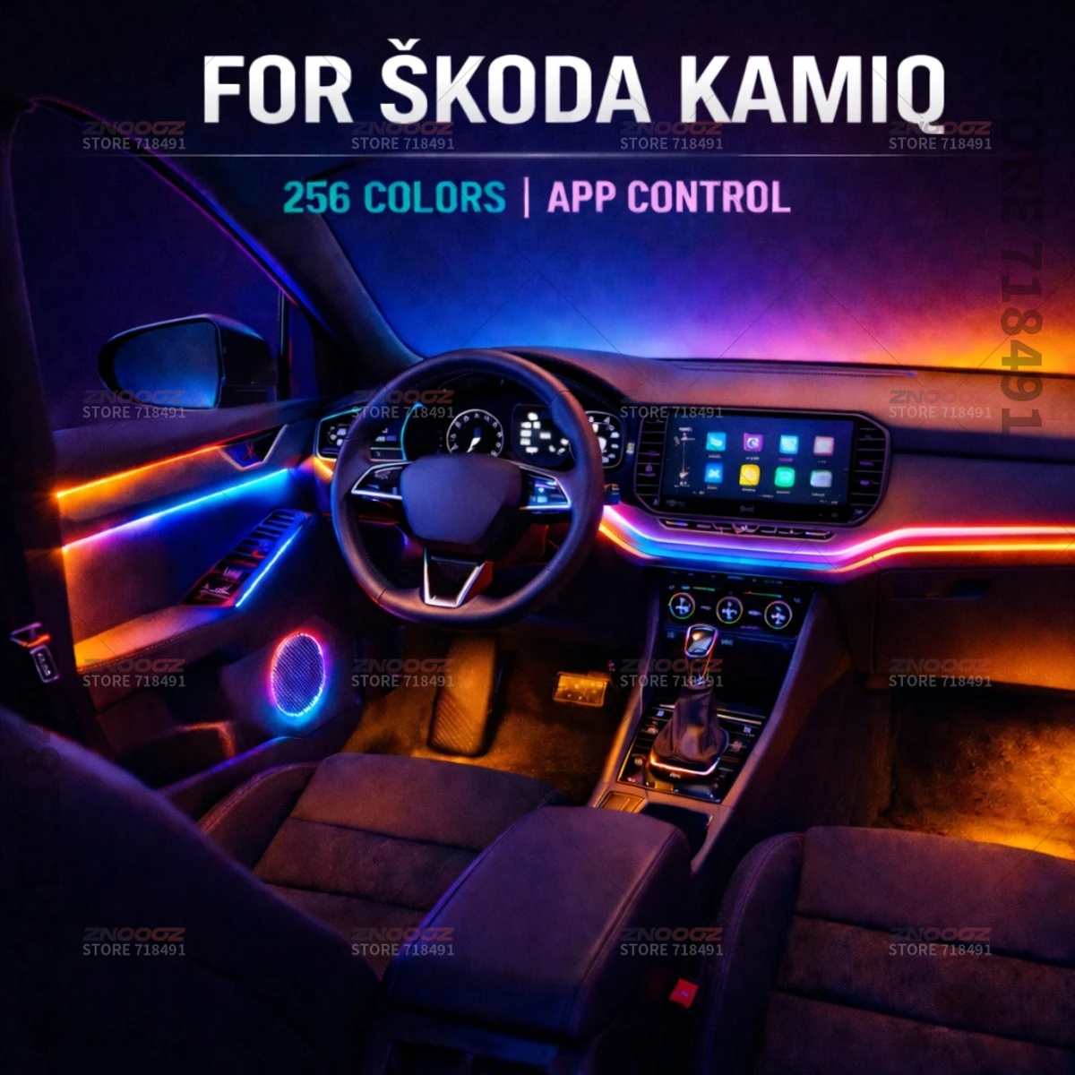 For Škoda Kamiq 22in1 RGB Car Interior Acrylic Car Ambient Lights RGB Hidden Acrylic Strip Decoration Atmosphere Accessories