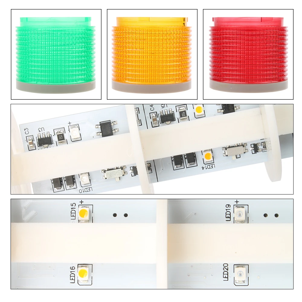 Spia di allarme a LED girevole 180 Stack light industriale per macchina CNC DC 12V 24V AC 110V 220V luce lampeggiante fissa