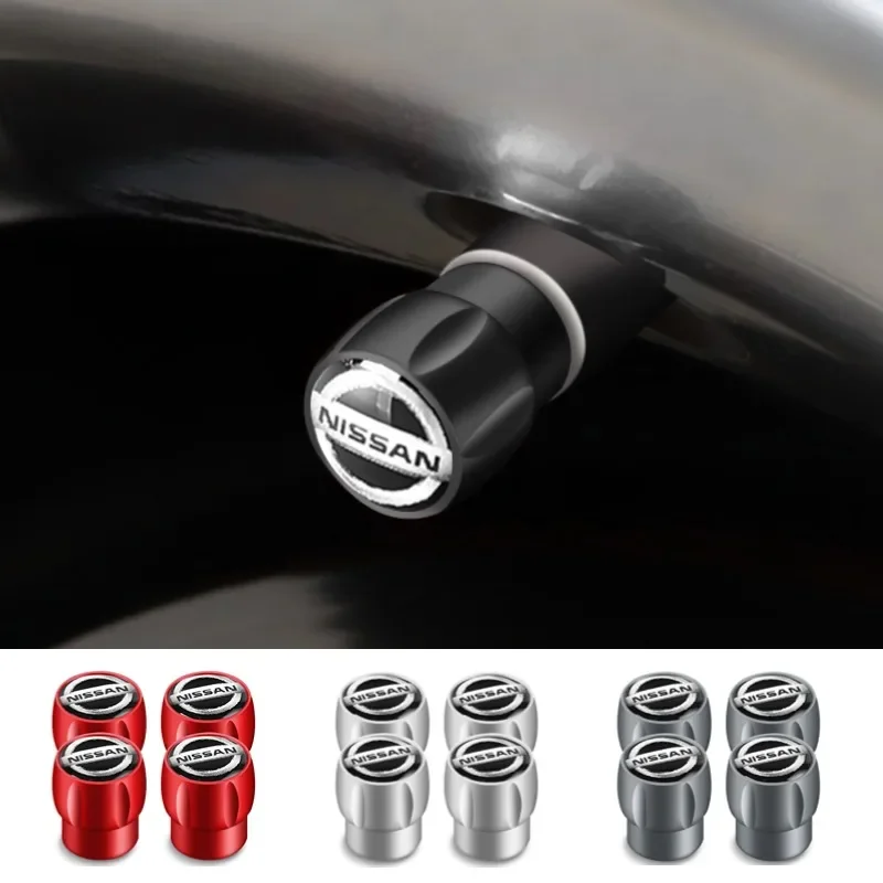 4pcs Alloy Car Wheel Tire Valve Caps Tyre Stem Cover for Nissan Qashqai Sunny Juke Patrol X Trail Tiida  Nismo Note KIcks GTR