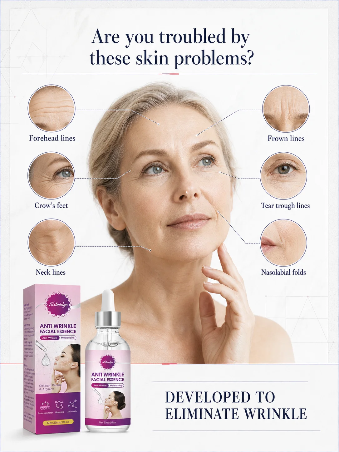 Collagen Peptide Essence Liquid, Lock‑in‑Moisture to Restore Supple Youthful‑looking Facial Skin