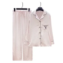 Long sleeved Pants Pajamas Women's Love Jacquard Comfortable and Breathable Home Clothing sleepwear  пижама  victoria 란제리