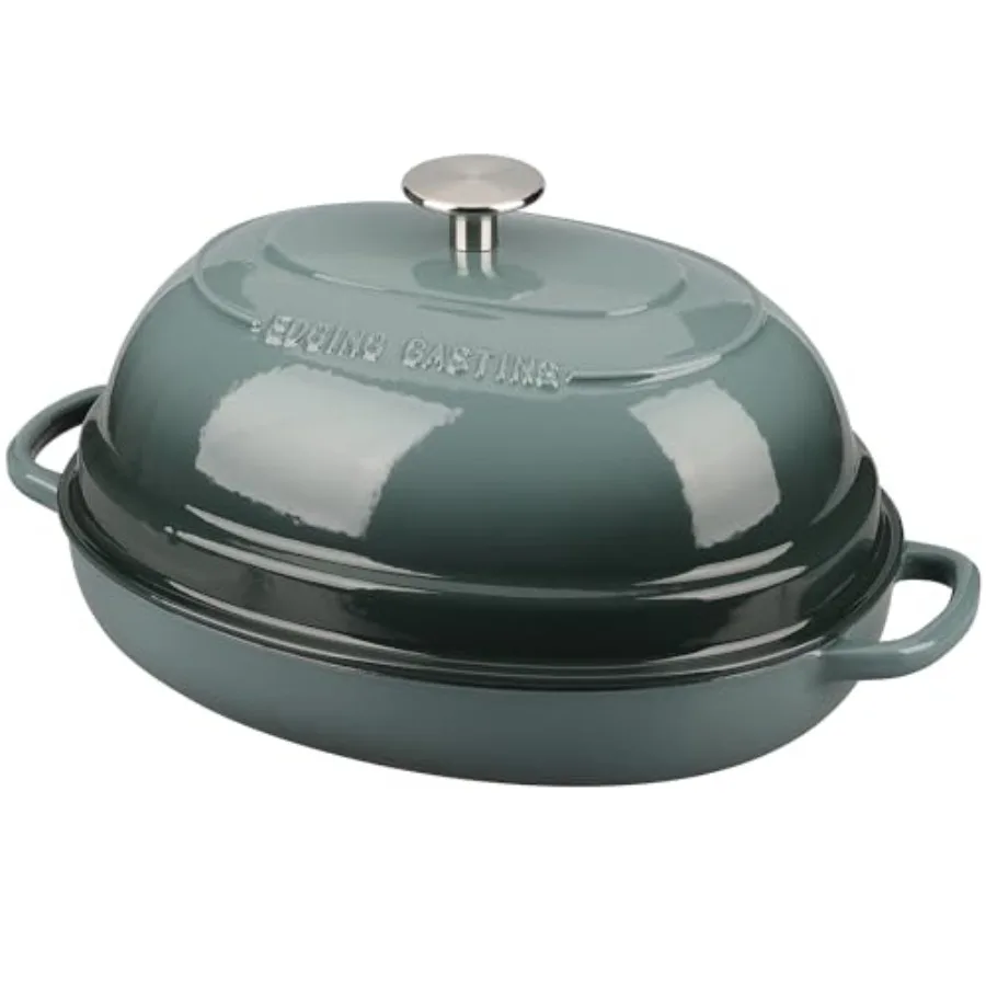 

Enameled Oval Cast Iron Dutch Oven Pot with Lid for Sourdough Bread Baking 6QT Slate Blue Ideal for Home Bakers Seeking Perfect