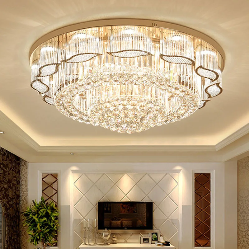 

Modern Gold LED Crystal Ceiling Lamp Square Circular Plafondlamp for Living Room Hall Bedroom Hotel Luxurious Lighting Luminaire