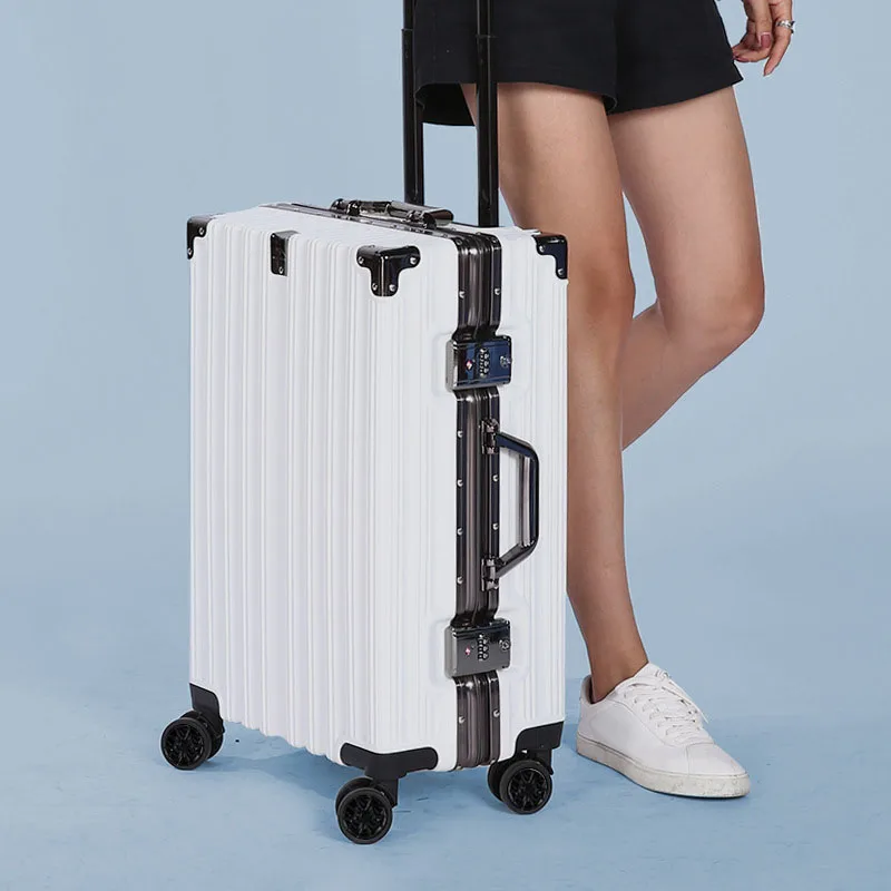 New Aluminum Frame Luggage Man Cabin Suitcase 20 inches High Appearance Level Bag Women Durable Password Trolley Case