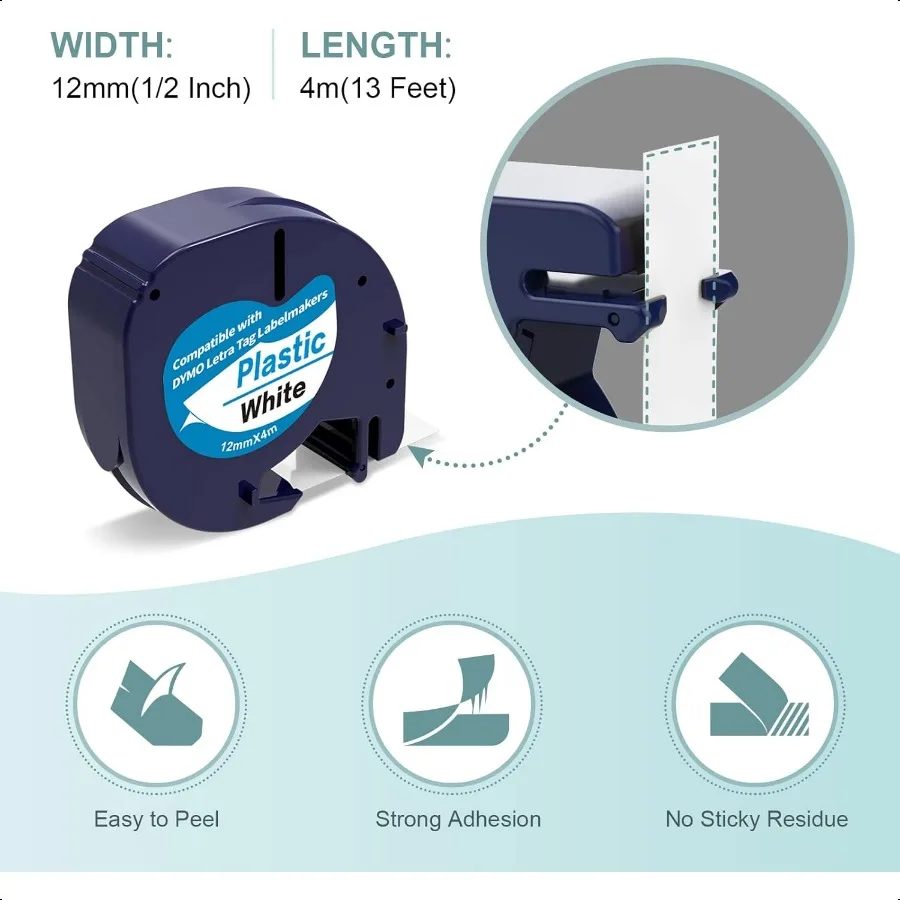 DYMO 레트라태그 호환 테이프 5팩, DYMO 라벨 메이커 리필용 교체품, 91331 91332 91333 91334 91335 컬러 P