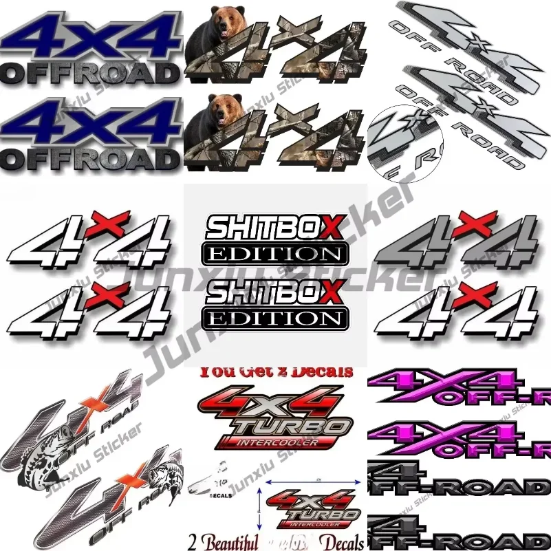 

A Pair Personality 4x4 4x4 Bear Camo Decals 4x4 Off Road Pickup Truck Camper Vinyl Stickers Waterproof Decals Accessories PVC
