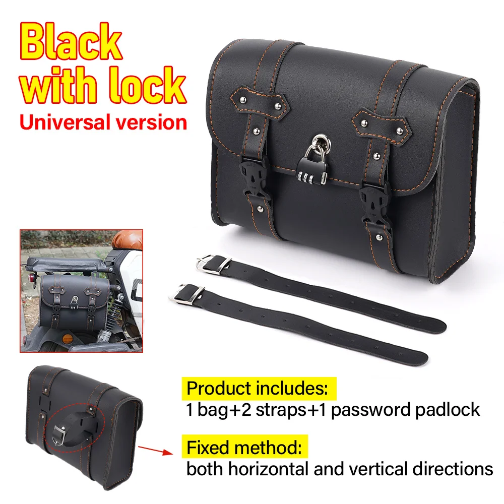 

A Black Retro Motorcycle Electric Bike with A Lock Is A Harley Benz Motorcycle Riding Handbag Kit, Waterproof and Anti-Theft Bag