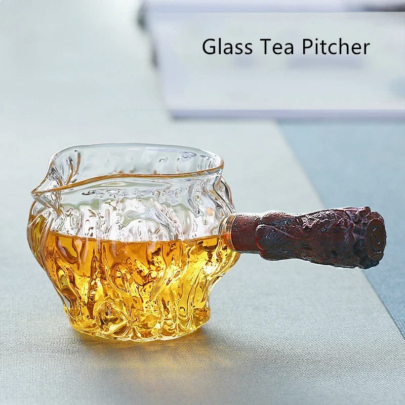 Side Handle Glass Tea Pitcher, Chinese Teaware, Tea Divider, Heat-Resistant, Borosilicate Glass Teacup, Coffee Milk Pot