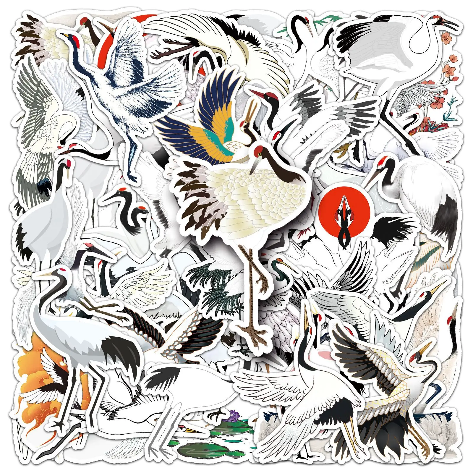 

10/30/50 шт., наклейка с изображением журавля, мультяшное животное, красный кран с короной, птица, чашка для воды, милый телефон, сделай сам, ноутбук, автомобиль, детские игрушки, декоративная наклейка