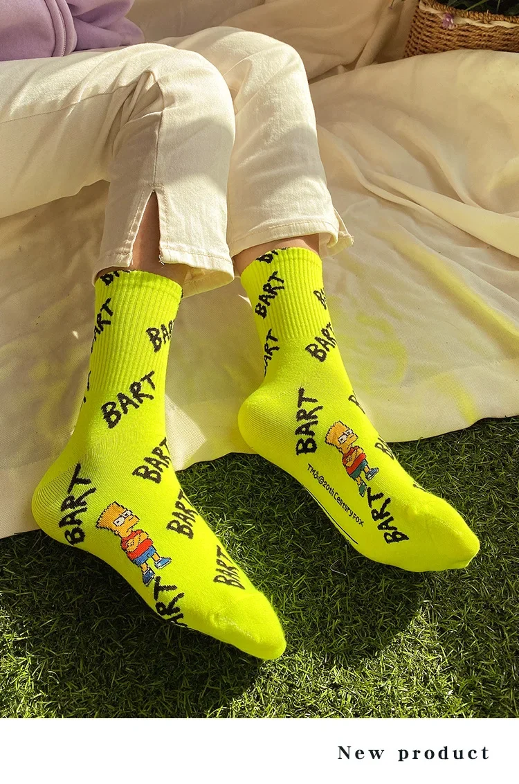 Ladies Happy Socks Men and Women Cartoon Simpson Socks Set with Homer Simpson and Bart Simpson Harajuku