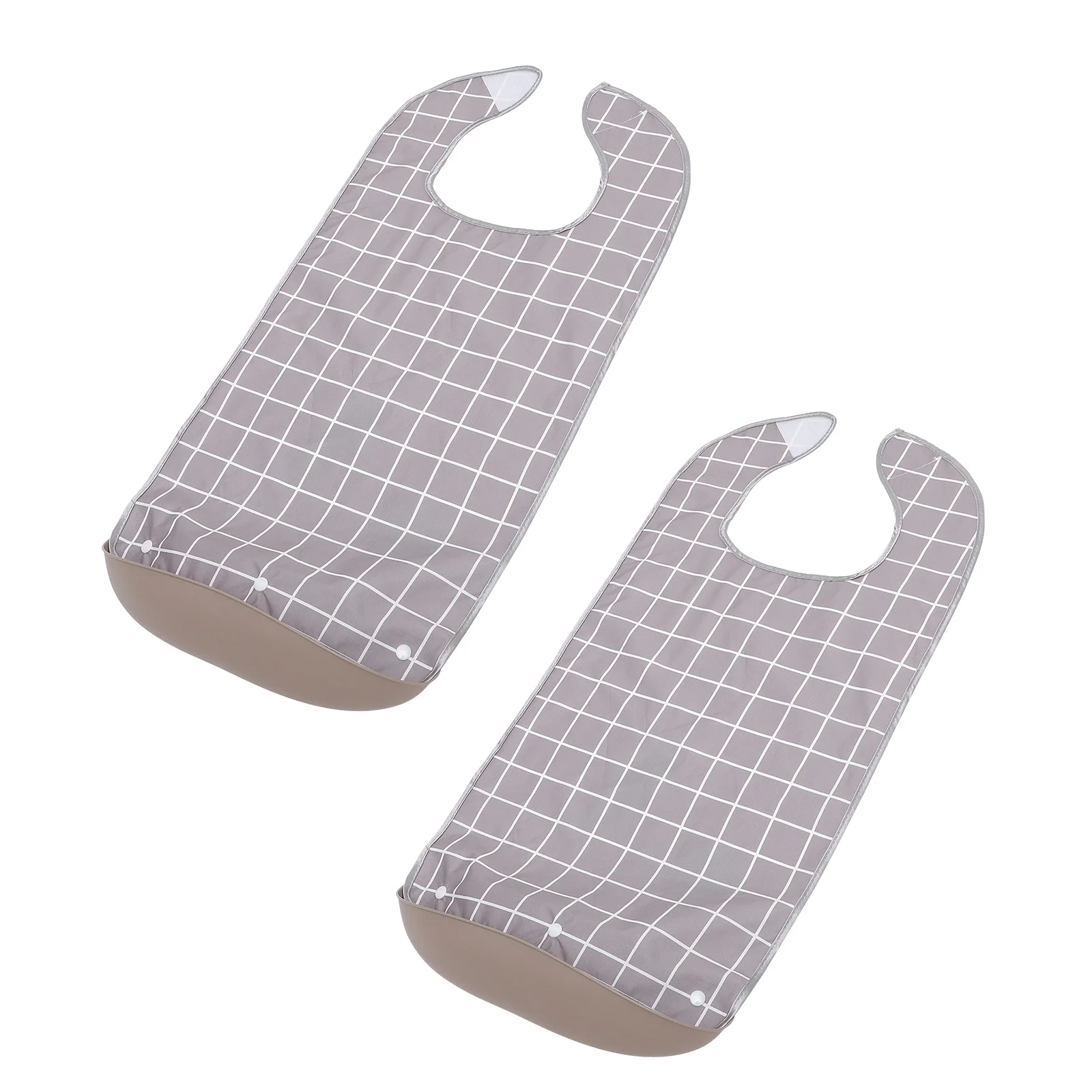 

2Pcs Waterproof Reusable Bibs for Elderly Adults Full Coverage Eating Apron with Crumb Catcher Soft Neck Fit Protection for Home
