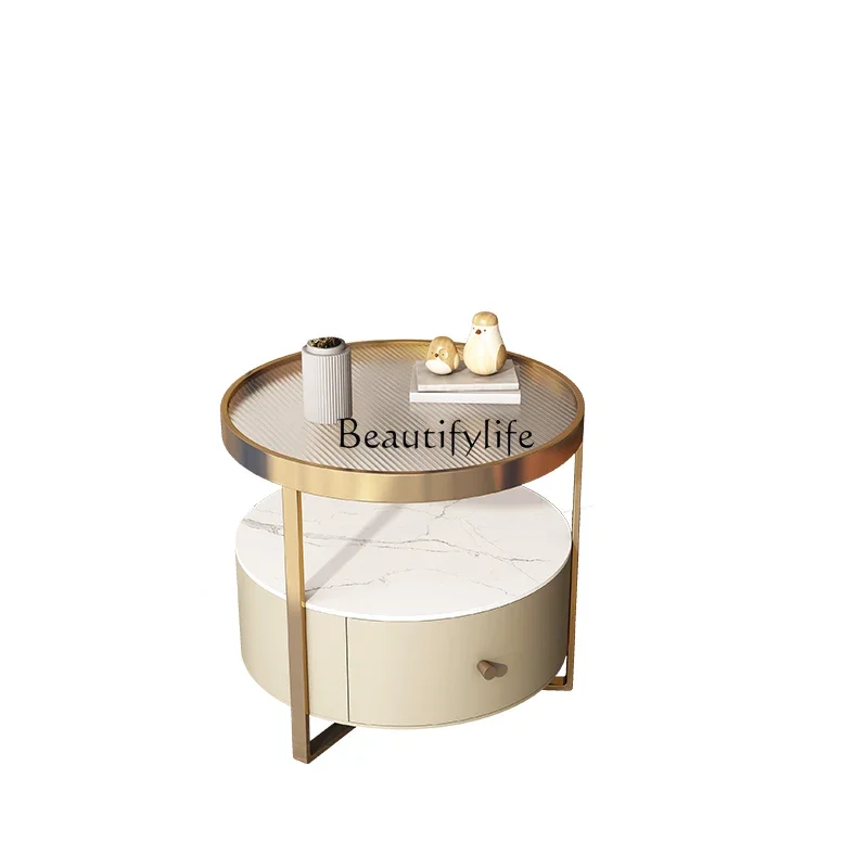 

LJYSimple modern bedside table bedroom light luxury rock slab creative ins wind small bedside table rack