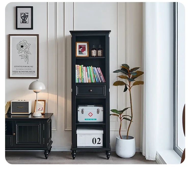 

D96 H American Solid Wood TV Cabinet Side Cabinet Clothes Closet Simple Black Small Apartment Storage Cabinet Modern Household
