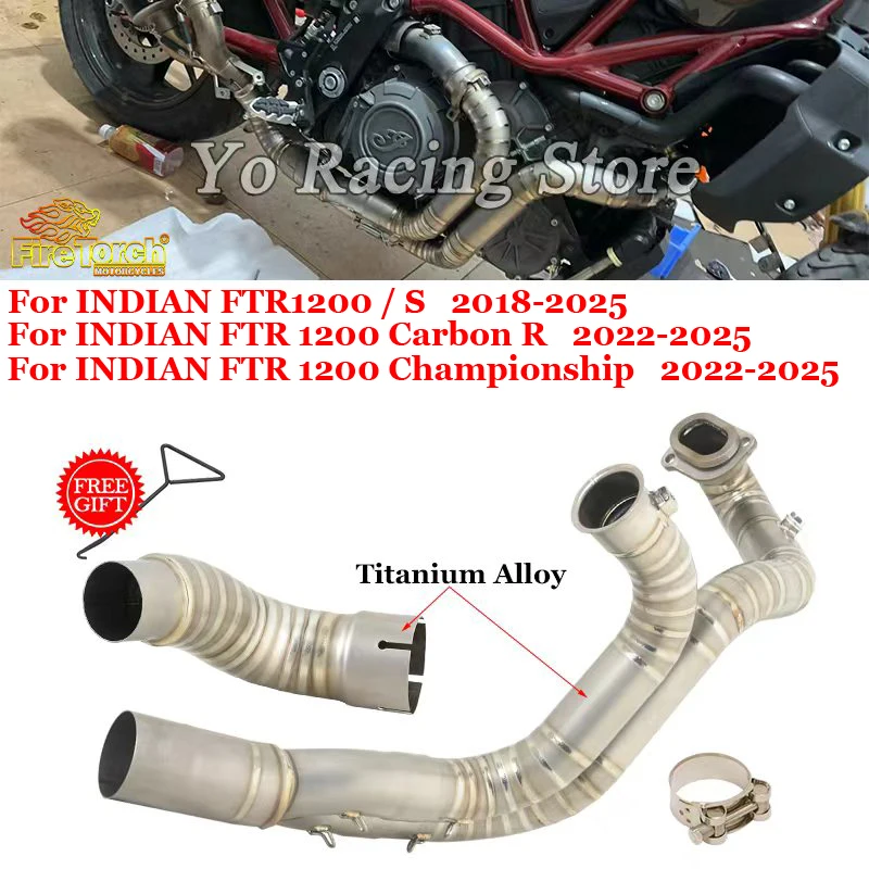 

For INDIAN FTR1200 S FTR 1200 Carbon R Championship 2018 - 2025 Motorcycle Exhaust Escape System Titanium Alloy Front Link Pipe