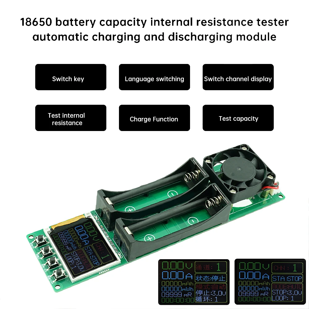 AliExpress Gaqqee Dual Channel 18650 Battery Capacity Tester w/Cycle Charging & DC IR Test 1A Max Auto Cut-off for Li-ion Battery Capacity Grading