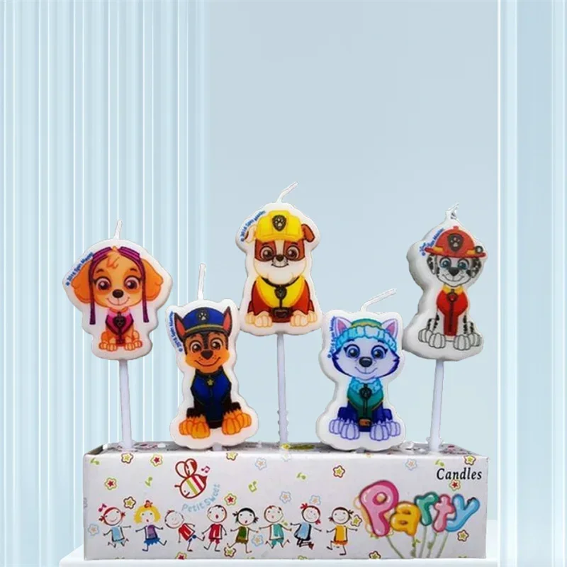 5pcs Paw Patrol Candle Cute Cartoon Anime Figure Patrol Canine Kids Birthday Cake Decoration Supplies accessori per feste forniture