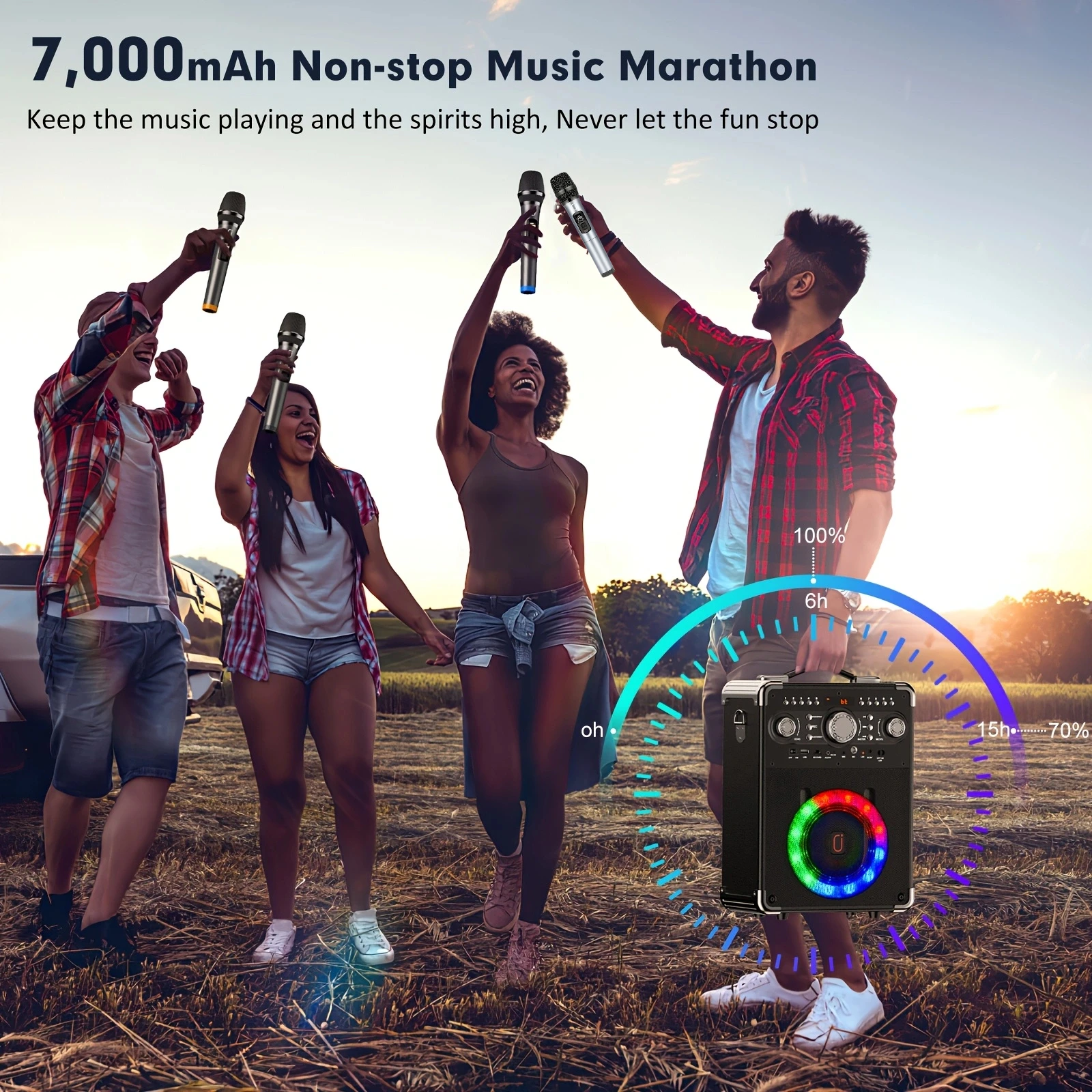 ميكروفون Kara Ok 3 ، بلوتوث محمول مع مكبر صوت Kara Ok ، مناسب للأنشطة الخارجية والحفلات والحفلات #5