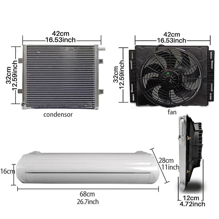 New Universal 24V/12V DC Car Air Conditioner for Trucks with Scroll Compressor 7500-9500 BTU 2-Year Warranty view 3