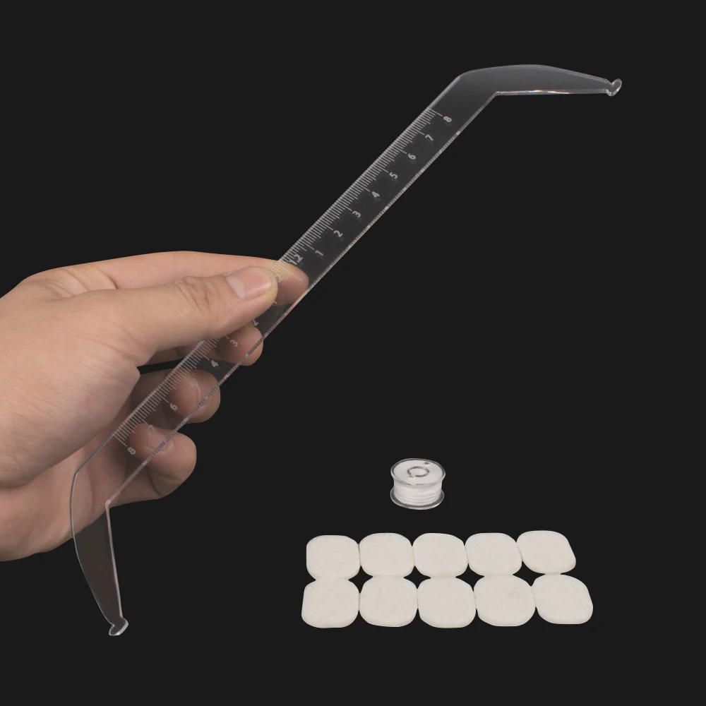 مجموعة واحدة من مسطرة مكياج شفافة لتصميم الحاجب، أداة توازن مساعدة مطرزة بنقطة ثابتة