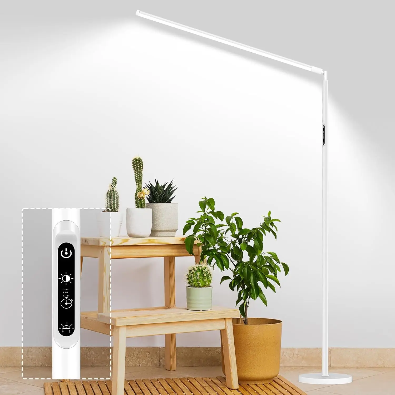 

Full Spectrum LED Grow Light Stand for Indoor Plants, 22W with Timer, 47" Modern White Floor Lamp for All Growth Stages