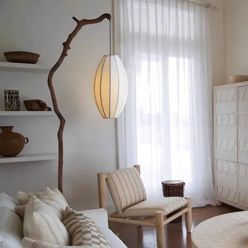 

Floor lamp tea room study atmosphere light wabi-sabi retro wind branch fabric lamp