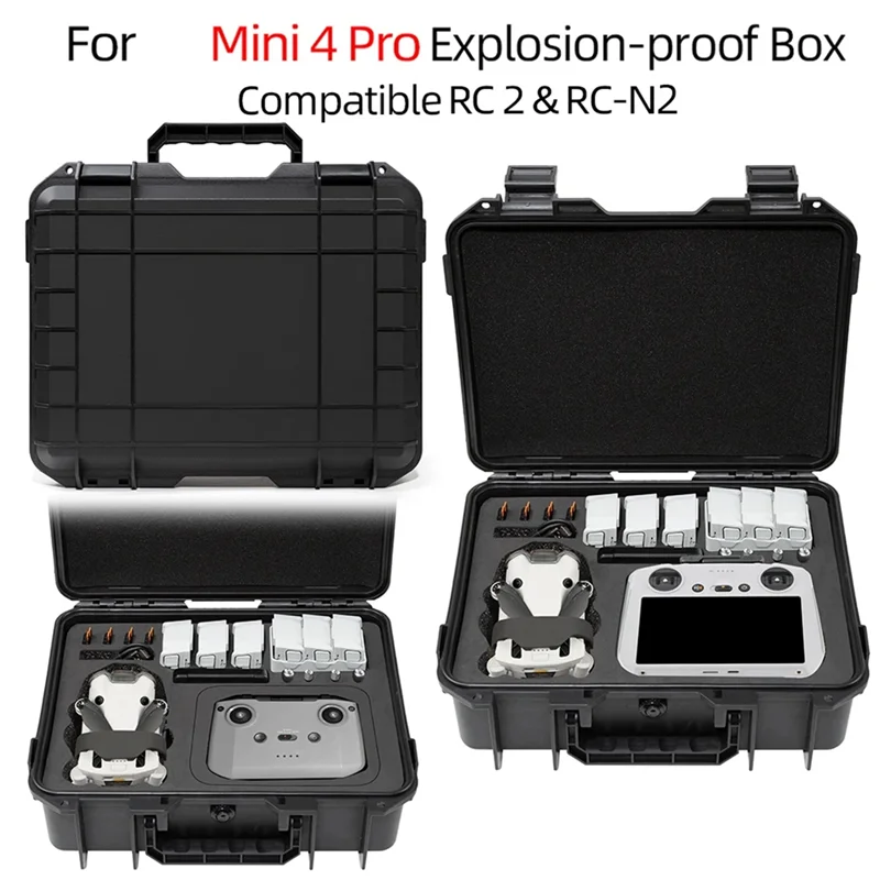 عملي-ل DJI Mini 4 Pro حقيبة للتخزين Mini 4 Pro حافظة مقاومة للانفجار محمولة صندوق مقاوم للماء غلاف صلب حافظة ذات سعة كبيرة
