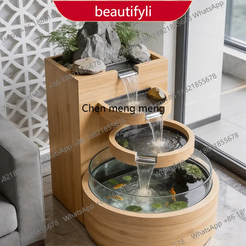 a55 Moon phase pool balcony stainless steel fish pond flower box metal flowing water ornament outdoor terrace courtyard