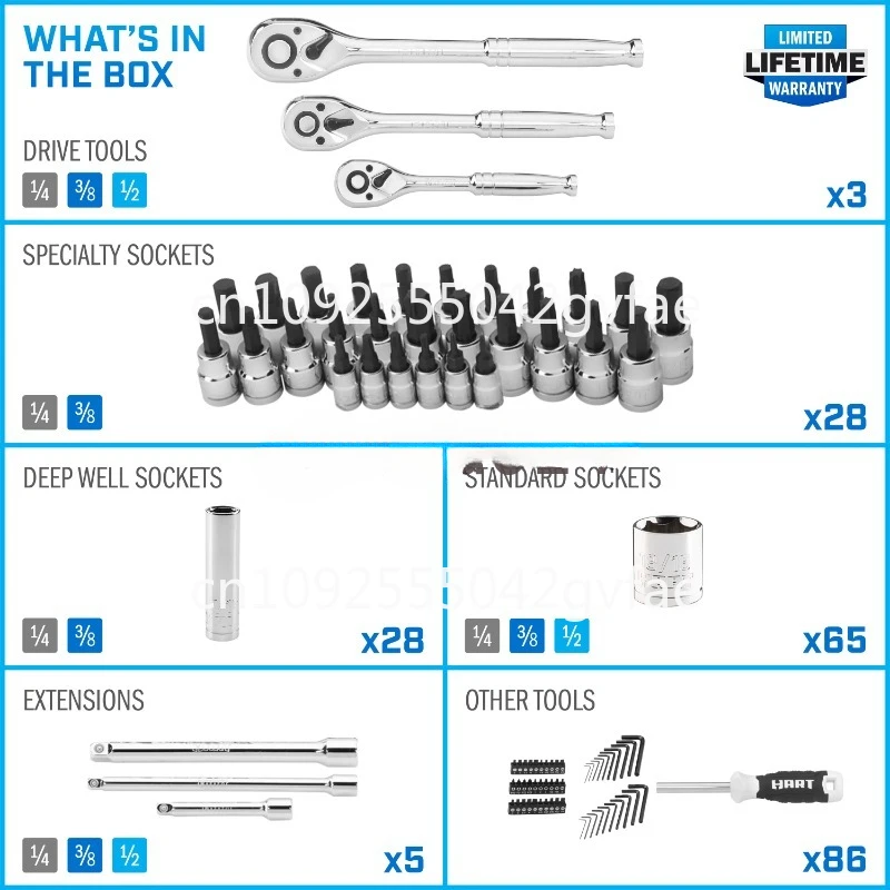 Multiple Drive Mechanics Tool Set, 215 Pcs, Chrome Finish