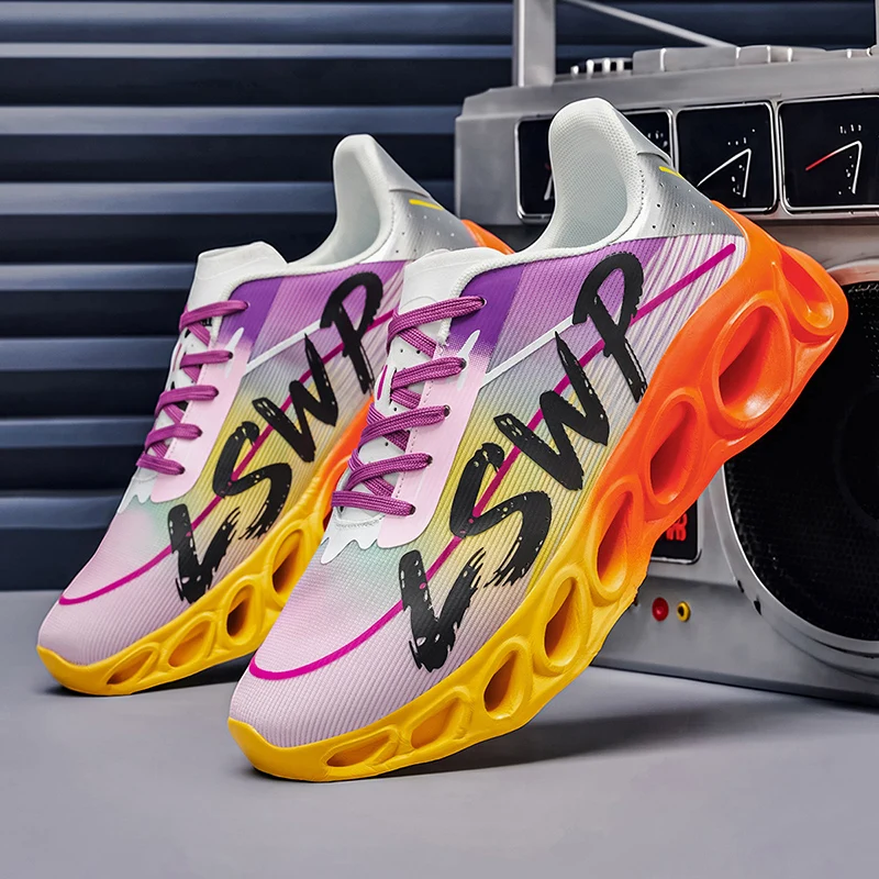 Herren-Laufschuhe, Tennisschuhe, koreanischer Stil, trendige Herren-Sportschuhe mit dicker Sohle und hohlem Design, atmungsaktives Mesh-Material, abriebfest, stoßdämpfend, für den täglichen Gebrauch, lässige Laufschuhe für Herren. – Detail 7