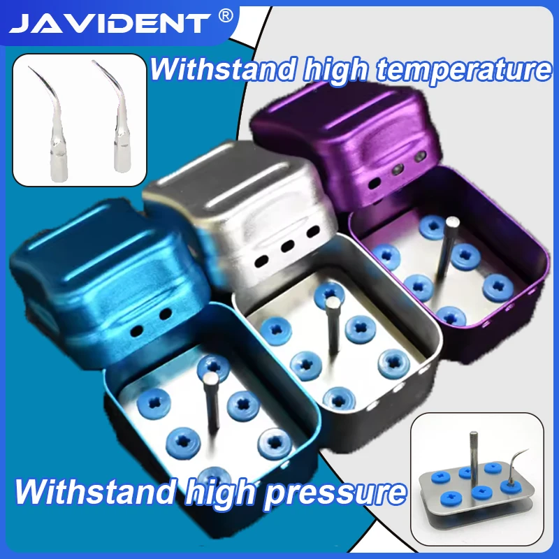6Holes Dental Ultrasonic Scaler Tip Holder Bur Drill Holder Block Organizer Autoclave Sterilizer Case Endo File Disinfection Box