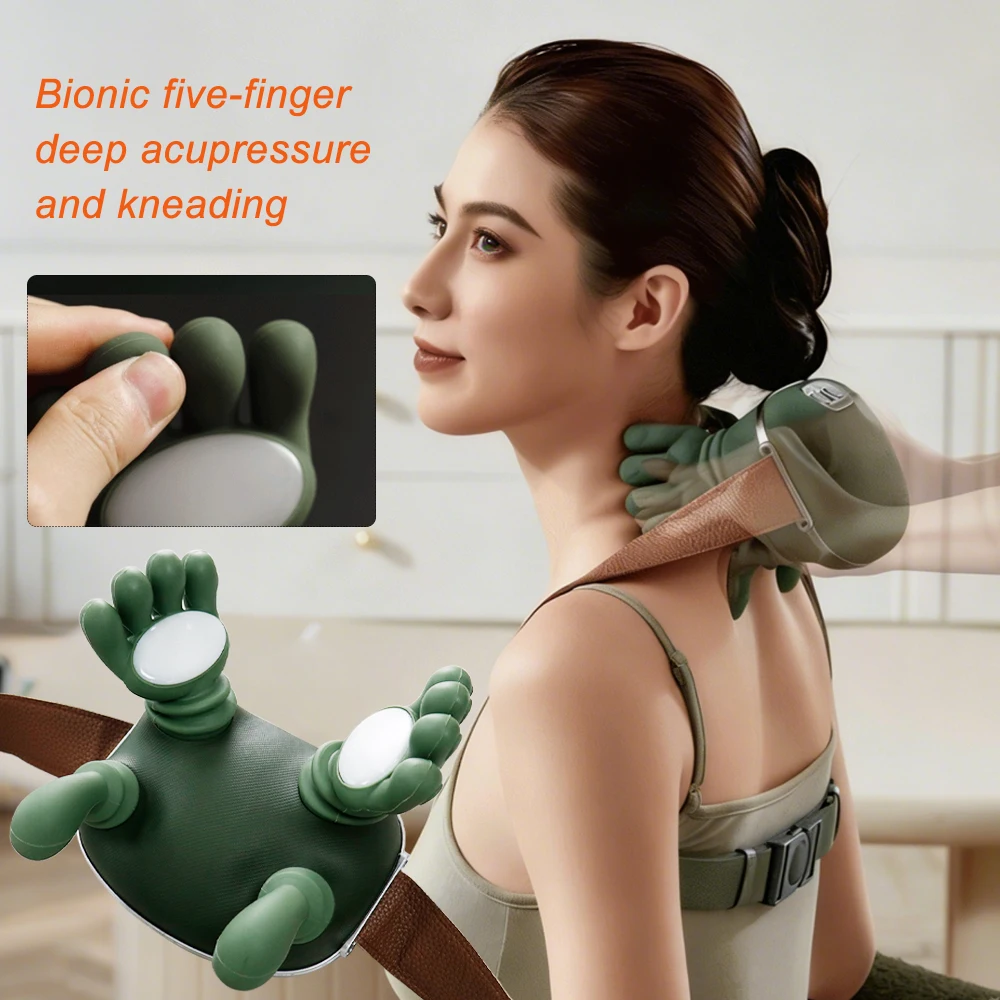 Rechargeable Bionic Finger Neck Shoulder Massager Cervical Trapezius Kneading Relax Acupressure Massager For Home Office Travel