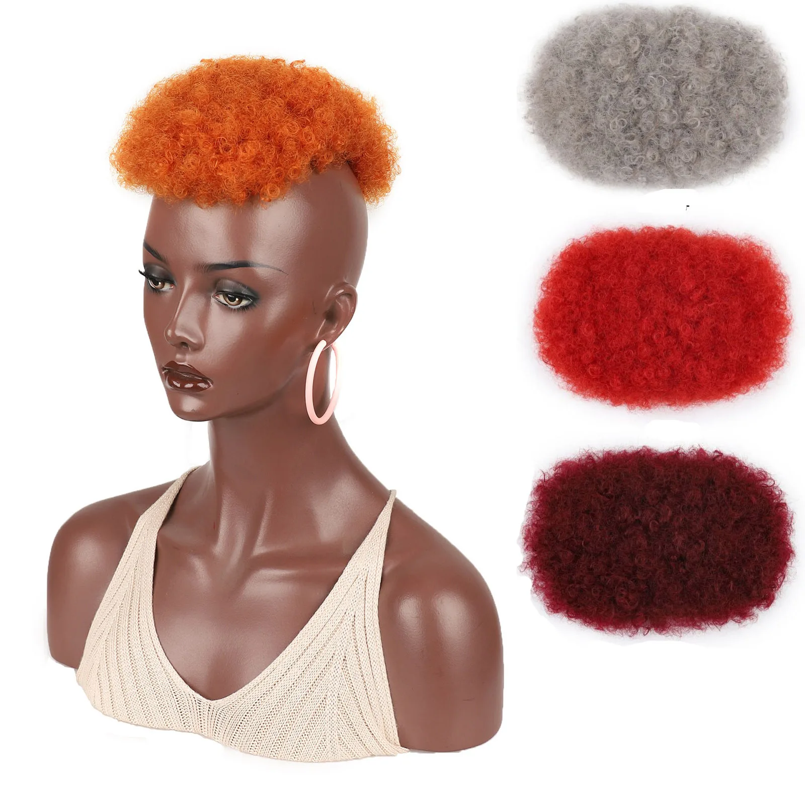 

Synthetic Curly Hair Toppers with Clips Hair Wig Toupee for Afro Black Women Man's Topper Wig For Bald Head Thinning Hair