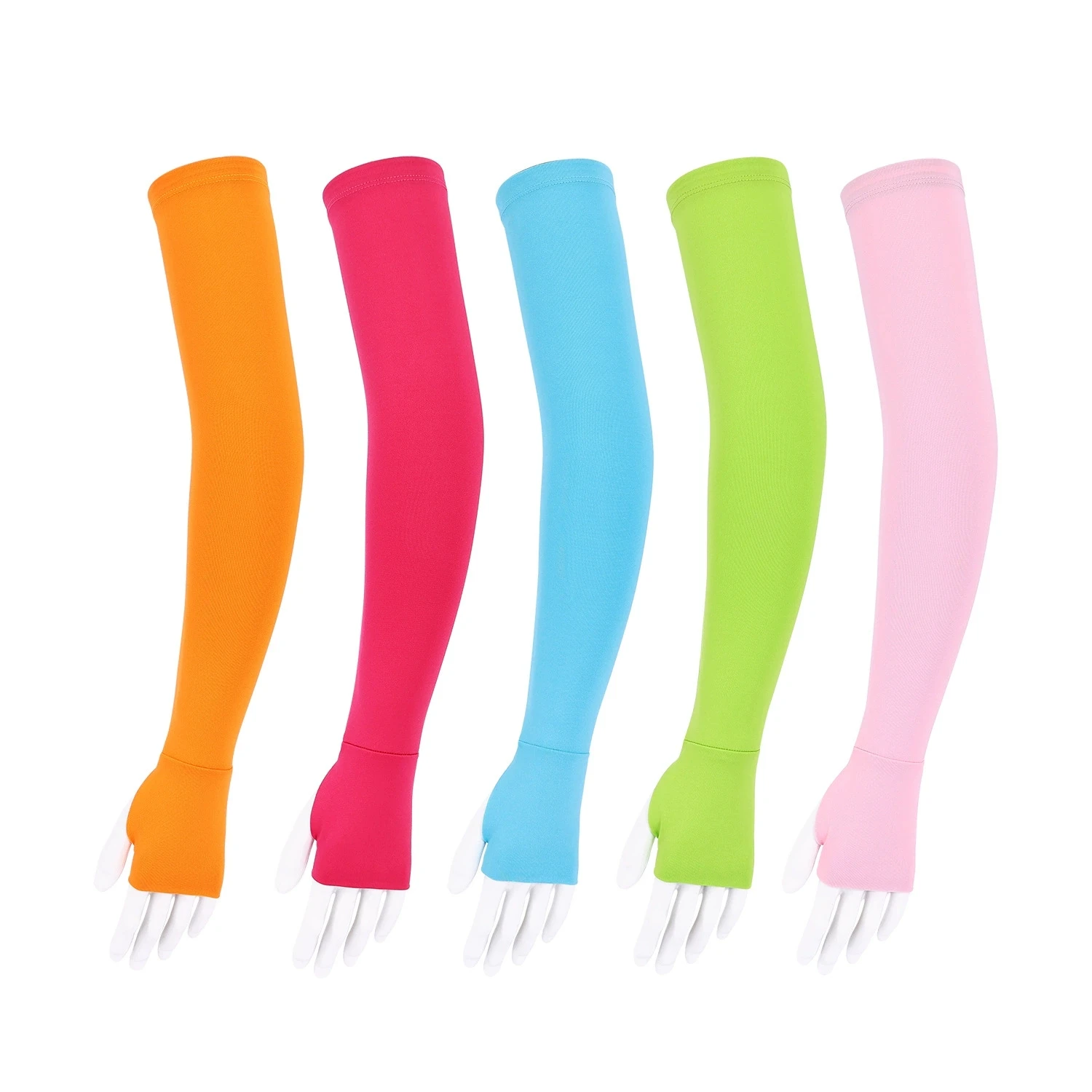 

Fingerless Gloves Cycling Arm Warmers Summer Sun Protection Non-Slip Elastic Cuff Ice Fabric Bicycle Arm Sleeves Running Fishing