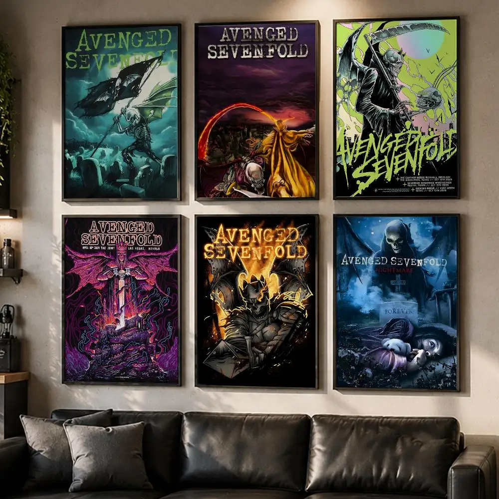 Legendary Band Avenged Sevenfold Poster No Glue Residue Self-Adhesive Art Poster Wall Decor for Bedroom Living Room
