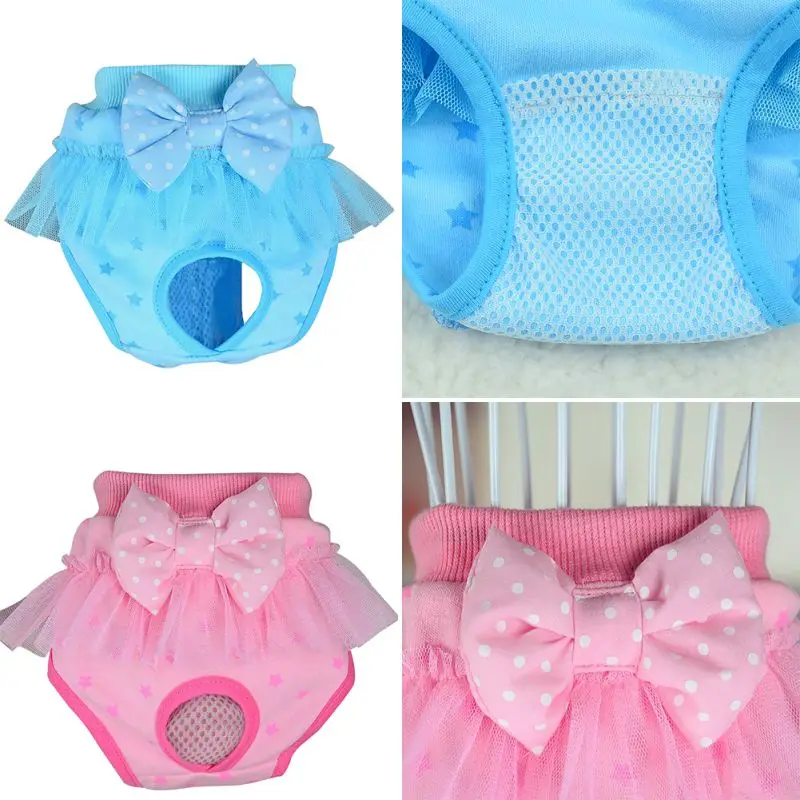 Pet Dog Physiological Pants Washable Breathable Female Male Dogs Menstrual Pants Reusable Diaper Cute Bow Pet Princess Panties